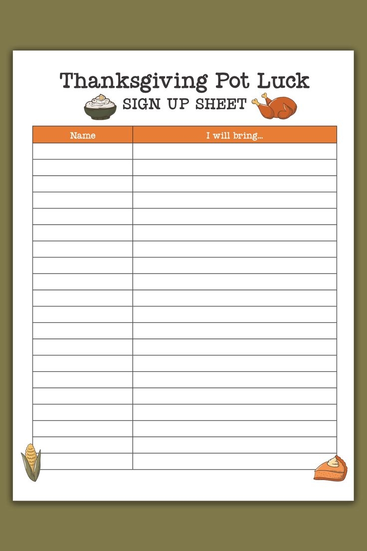 Free Printable Potluck Sign Up Sheet Printable Printable New Year Banners