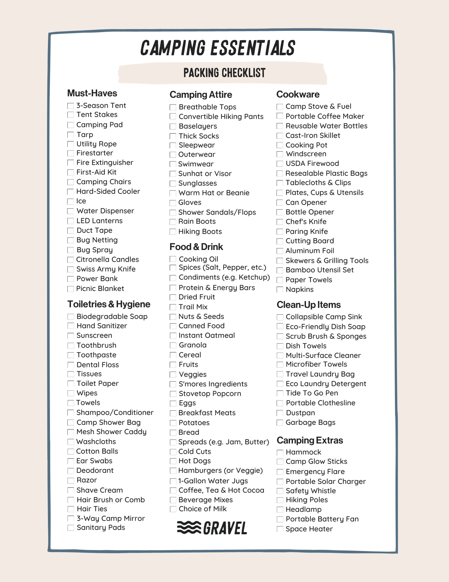 Free Printable Rv Packing List Download Free Printable Rv Packing List 