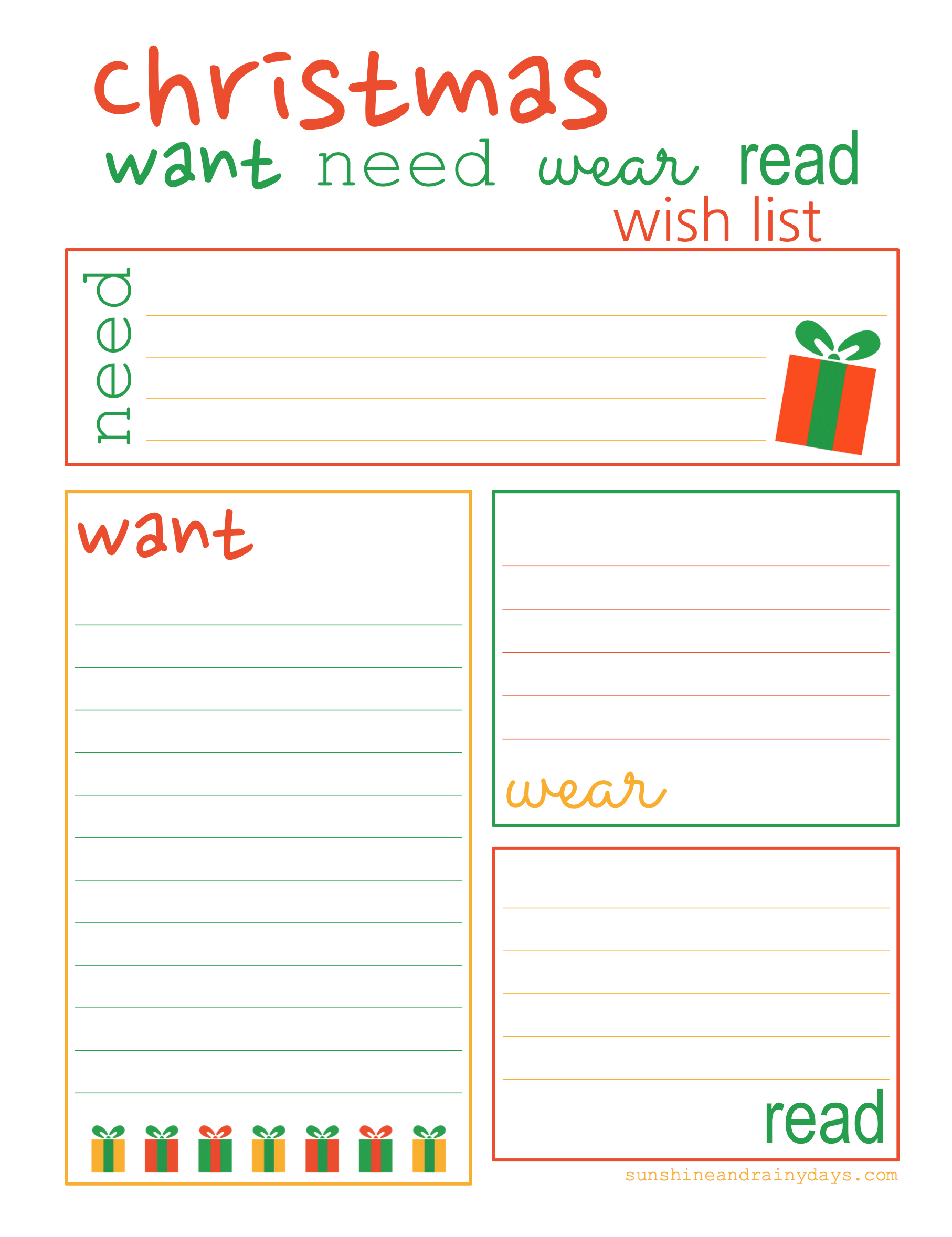 Free Printable Santa List Template Want Need Wear Read Printable 