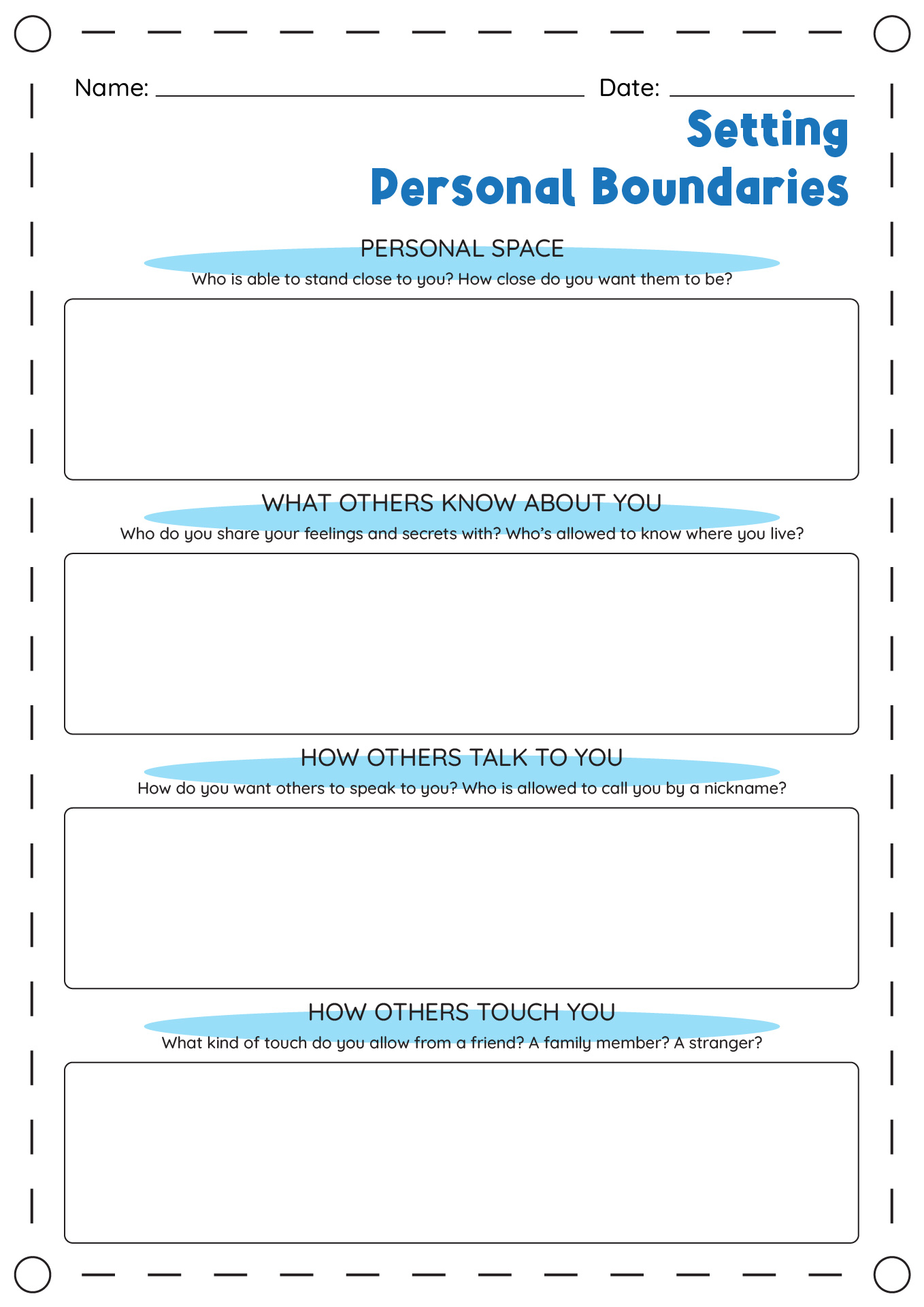 Free Printable Setting Boundaries Worksheet Printable New Year Banners