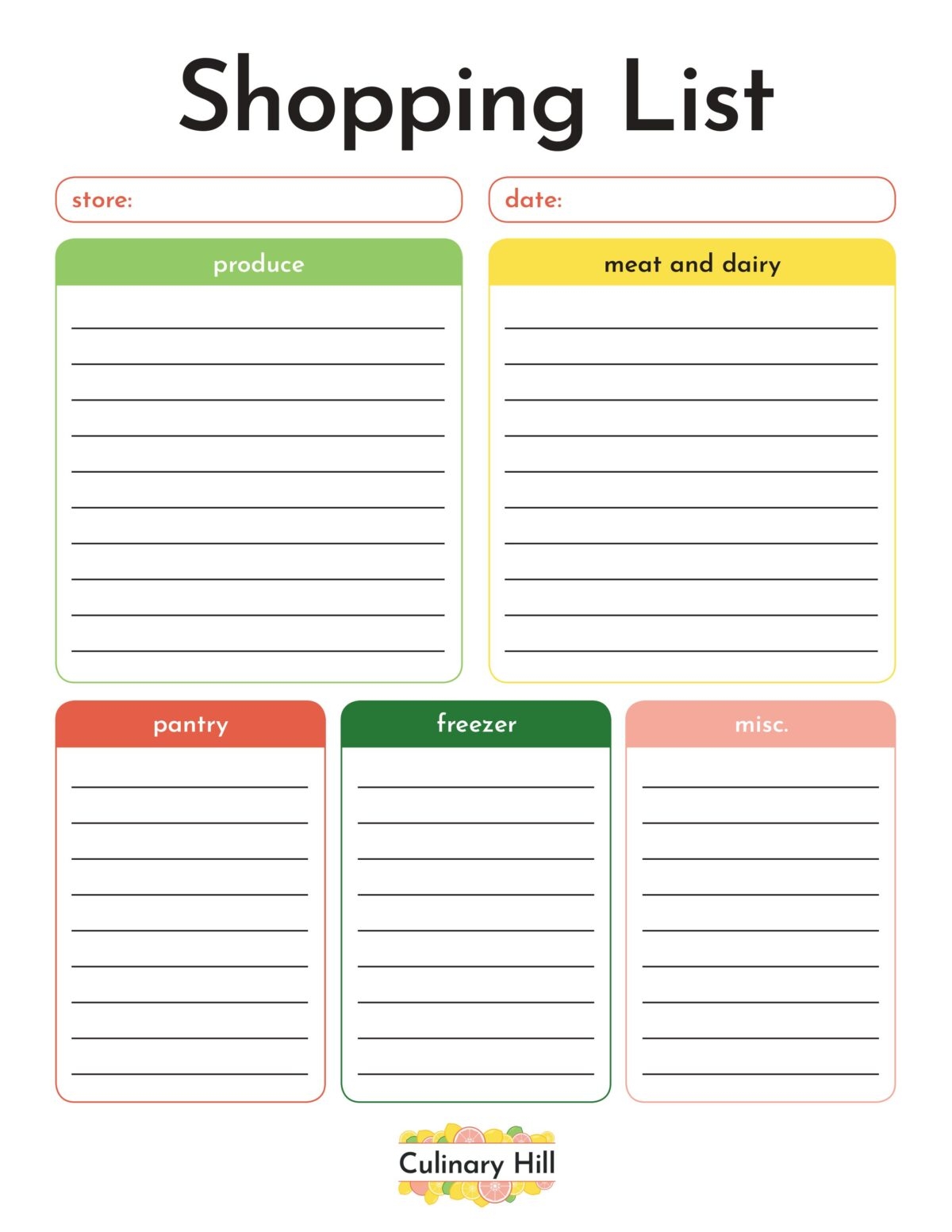 Free Printable Shopping List Form Printable Forms Free Online