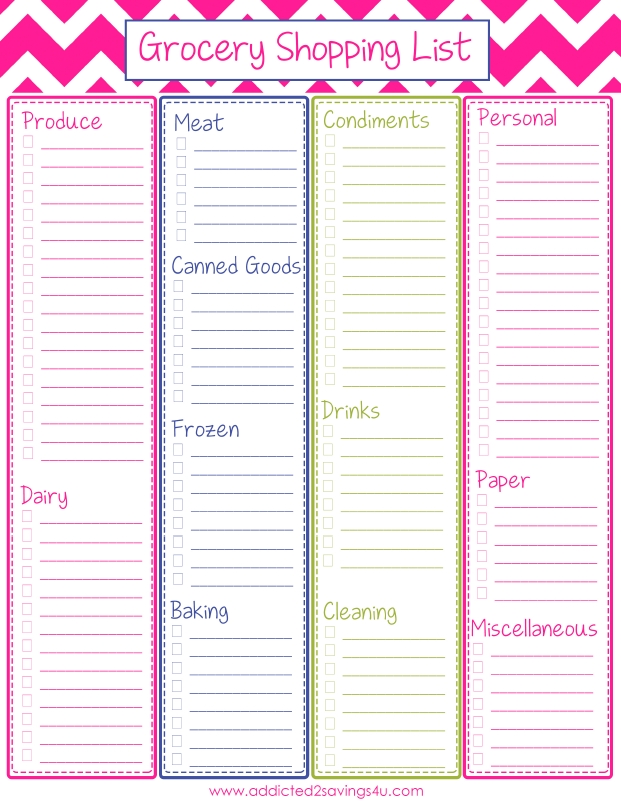 Free Printable Shopping List Room Surf