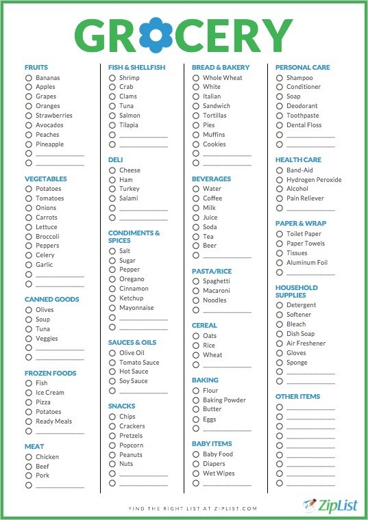 Free Printable Shopping List Template Australia Download Free