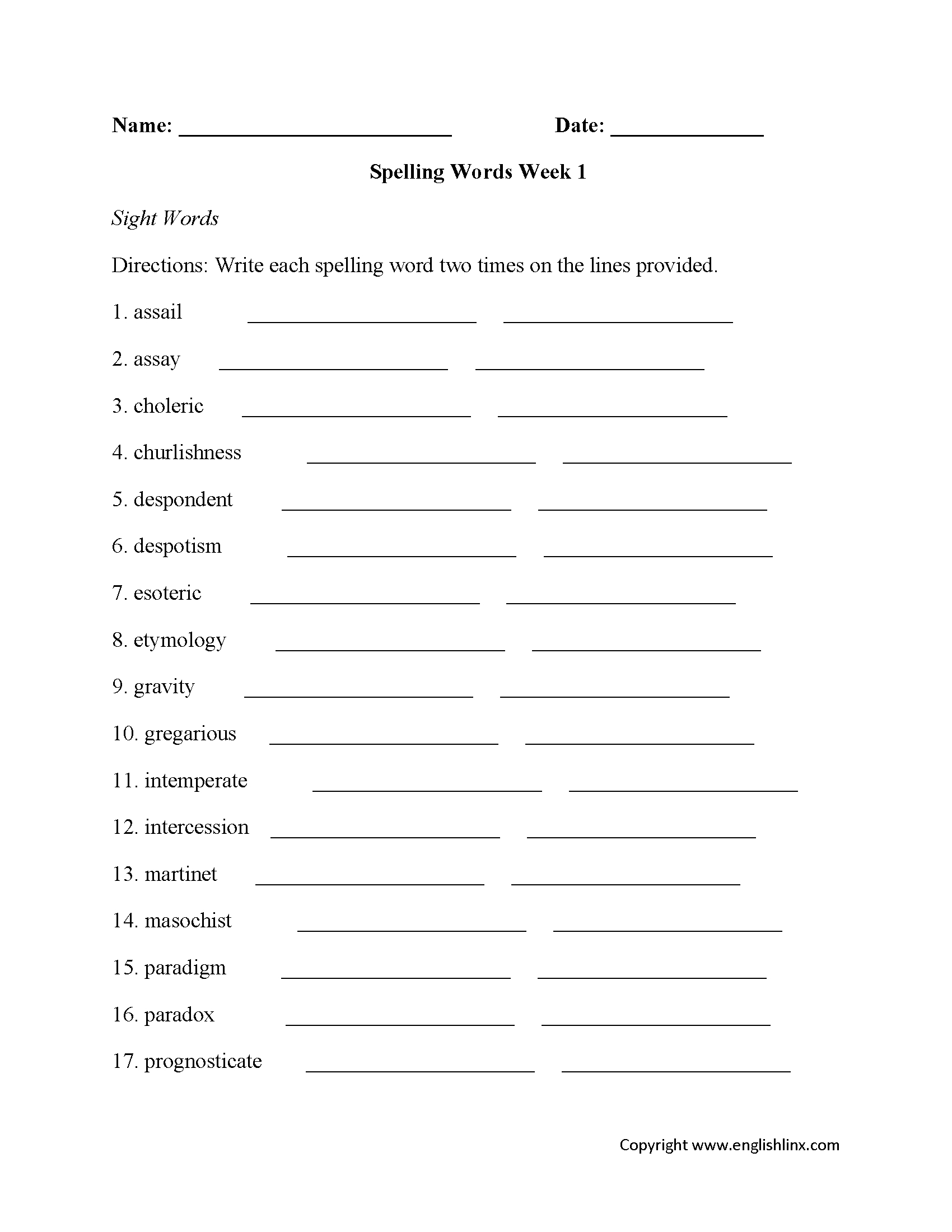 Free Printable Spelling Practice Worksheet Free Printable Spelling 