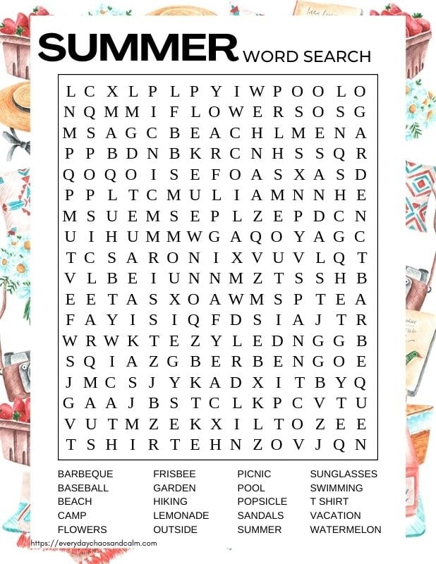 Free Printable Summer Word Searches 58 OFF