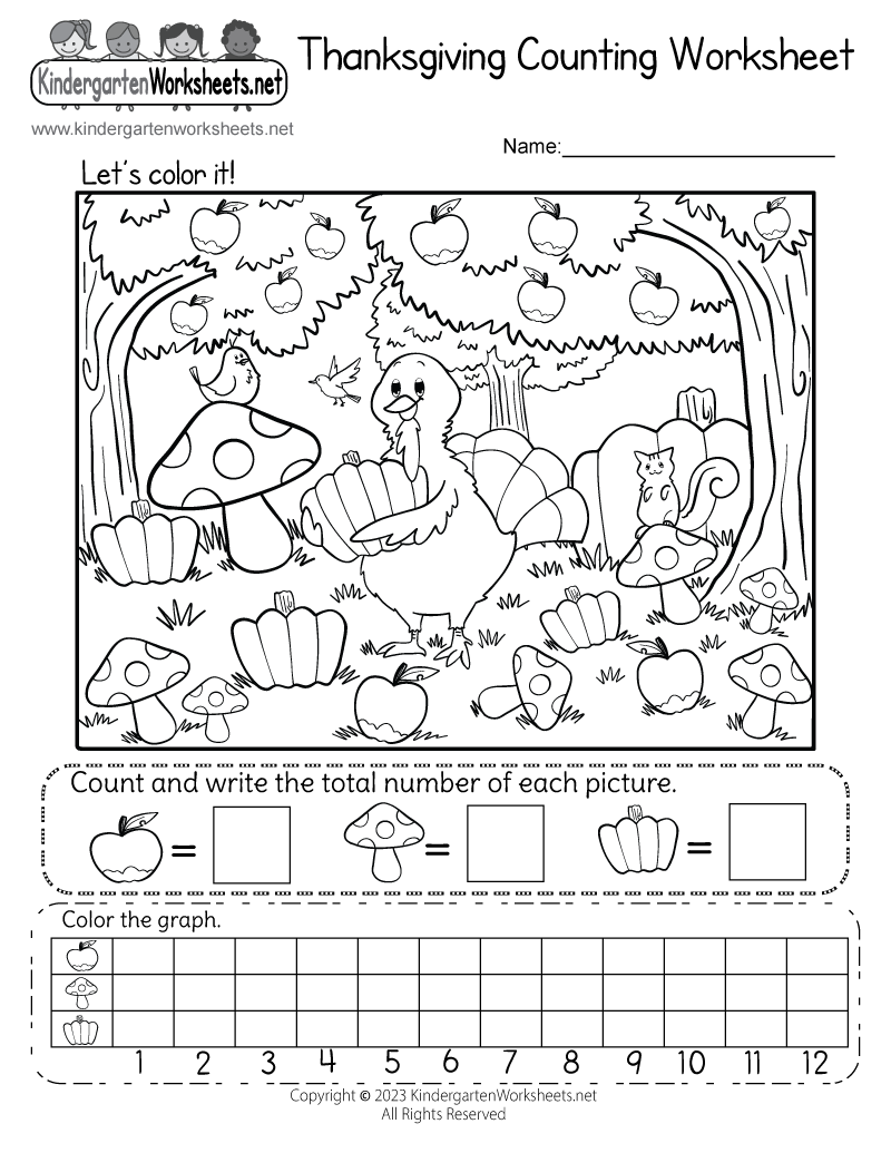 Free Printable Thanksgiving Counting Worksheet