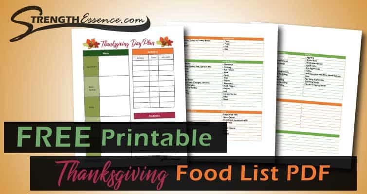 FREE Printable Thanksgiving Food List PDF 2025 Strength Essence