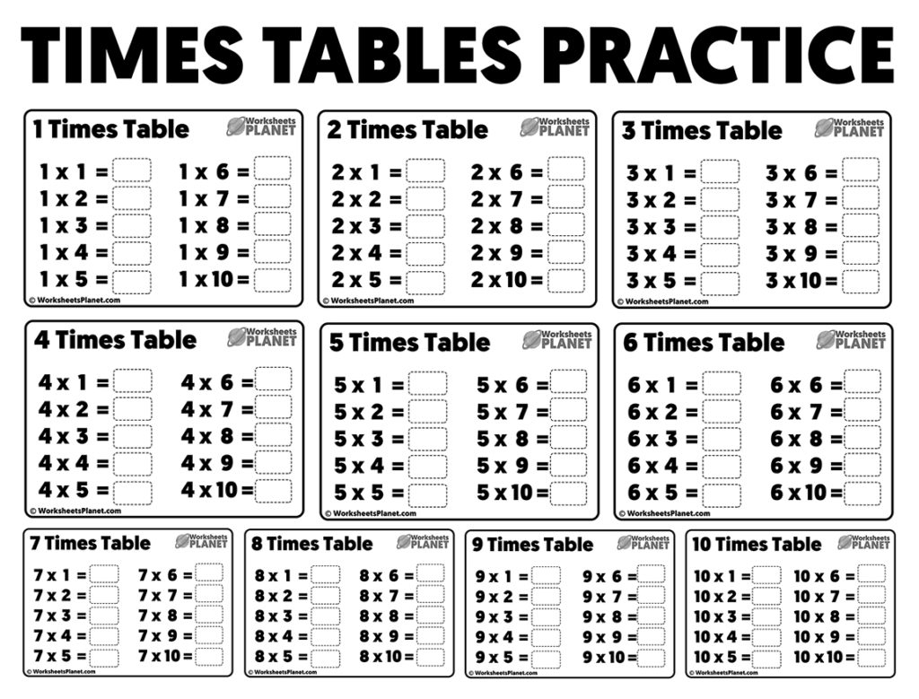 Free Printable Times Tables Worksheets Use This Worksheet As A Homework 