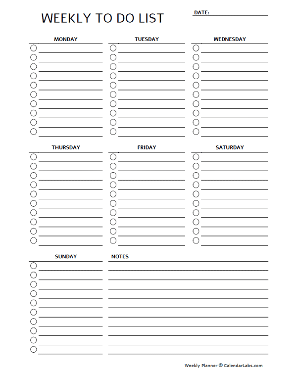 Free Printable To Do List Checklist Templates Word PDF Excel 