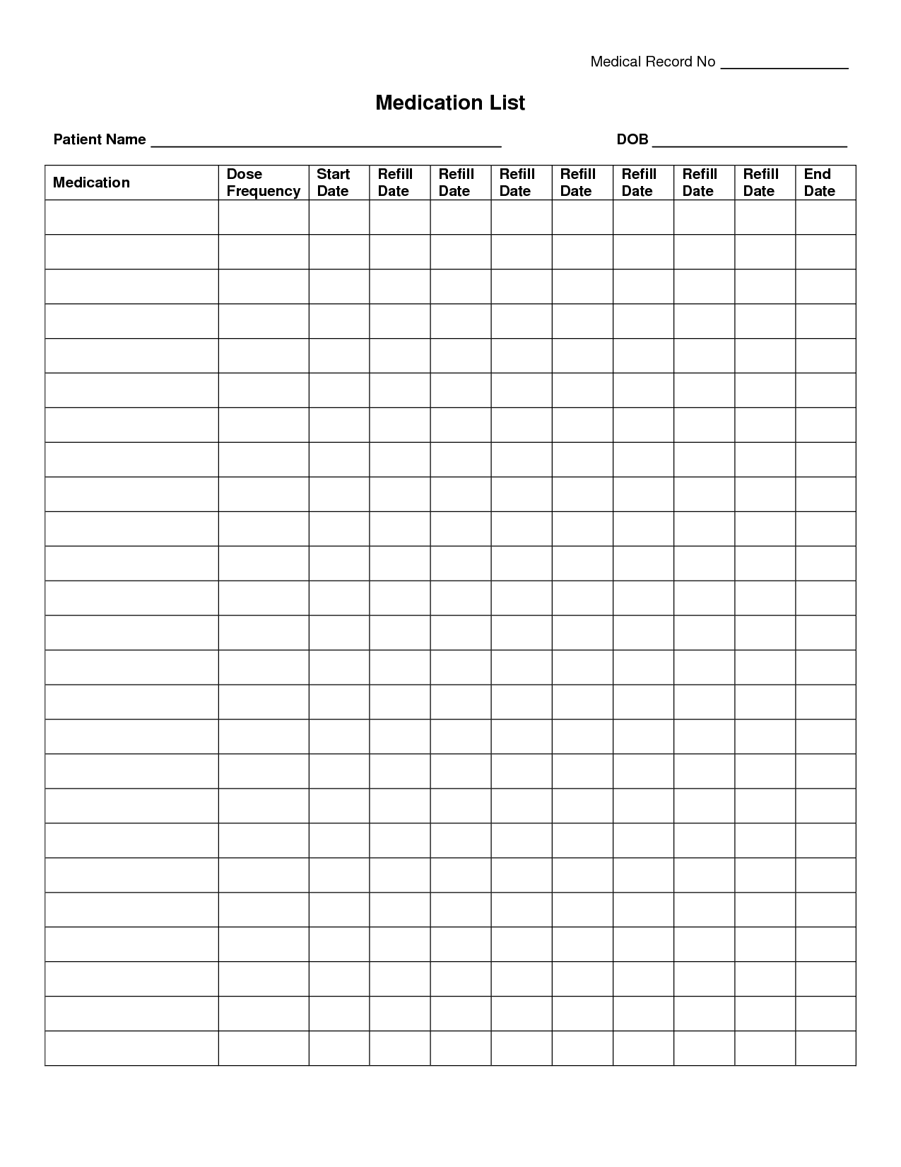 Free Printable Wallet Medication List Template Free Printable