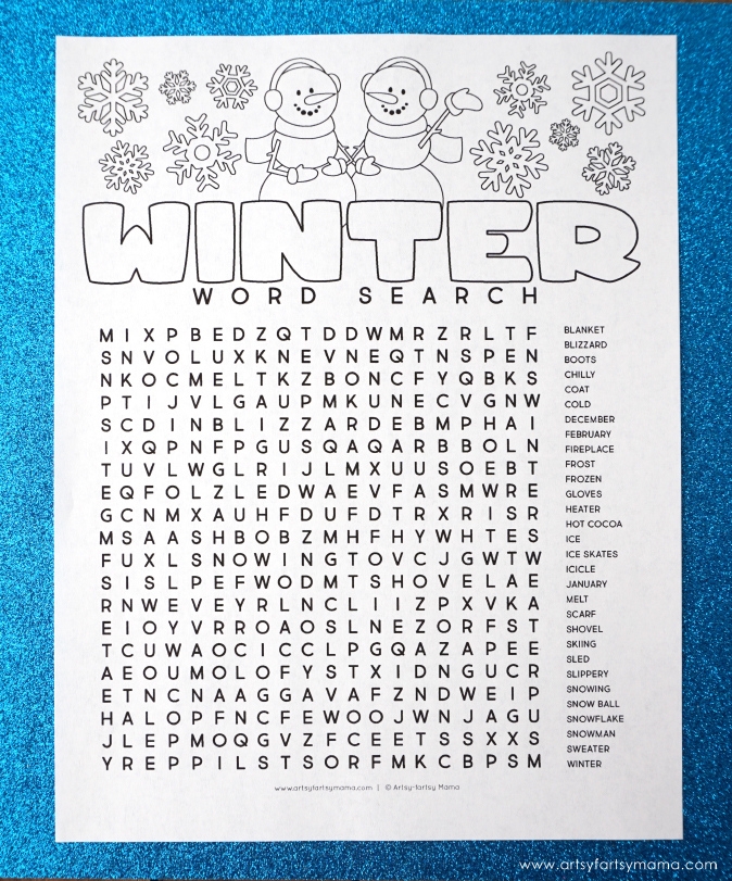 Free Printable Winter Word Search Coloring Page Artsy Fartsy Mama 