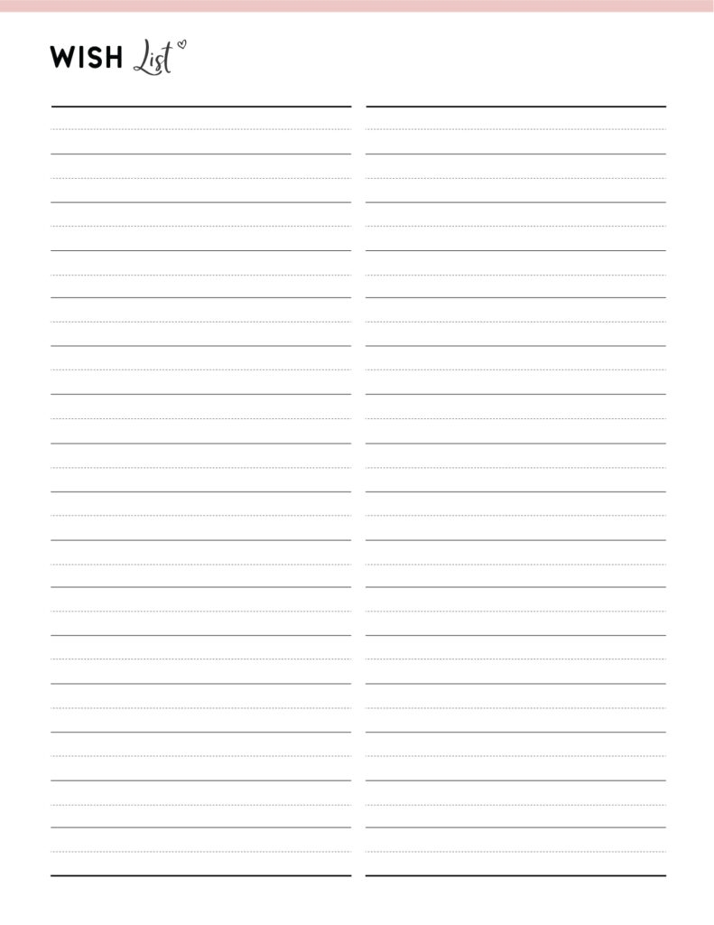Free Printable Wish List Template World Of Printables