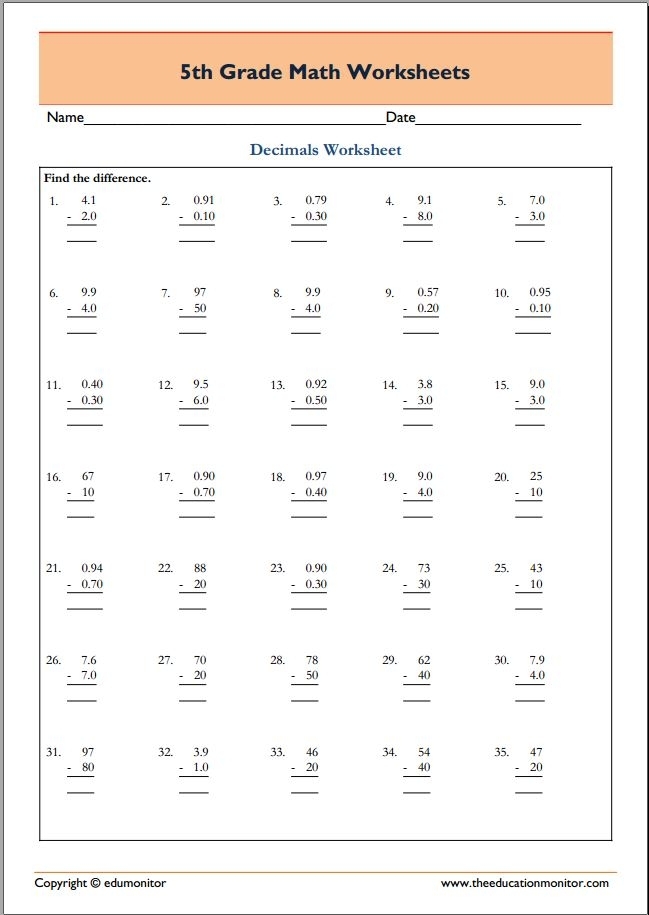 Free Printable Worksheets For 5th Grade Printable Worksheets