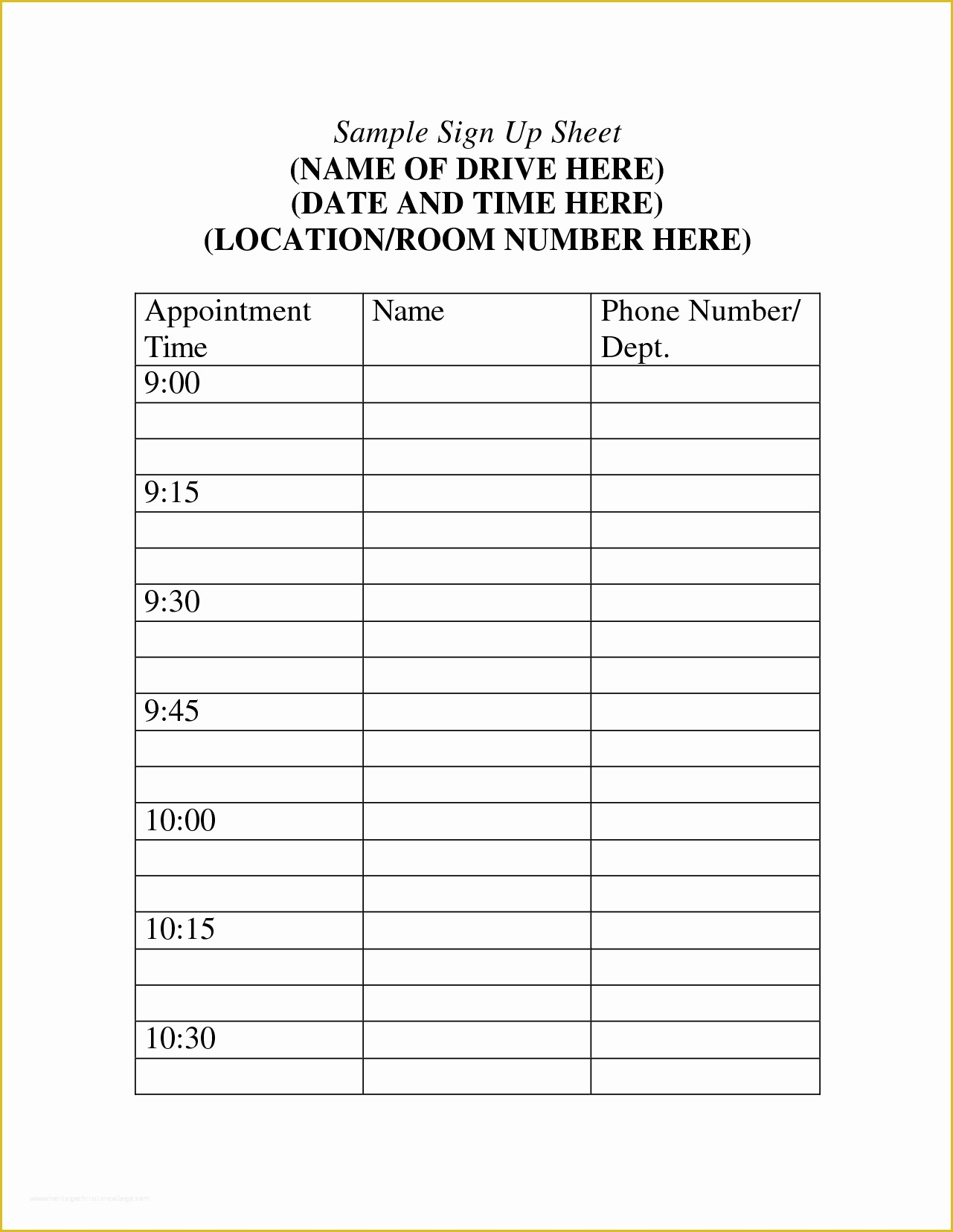 Free Sign Up Sheet Template Of Sign Up Sheets Potluck Sign Up Sheet 