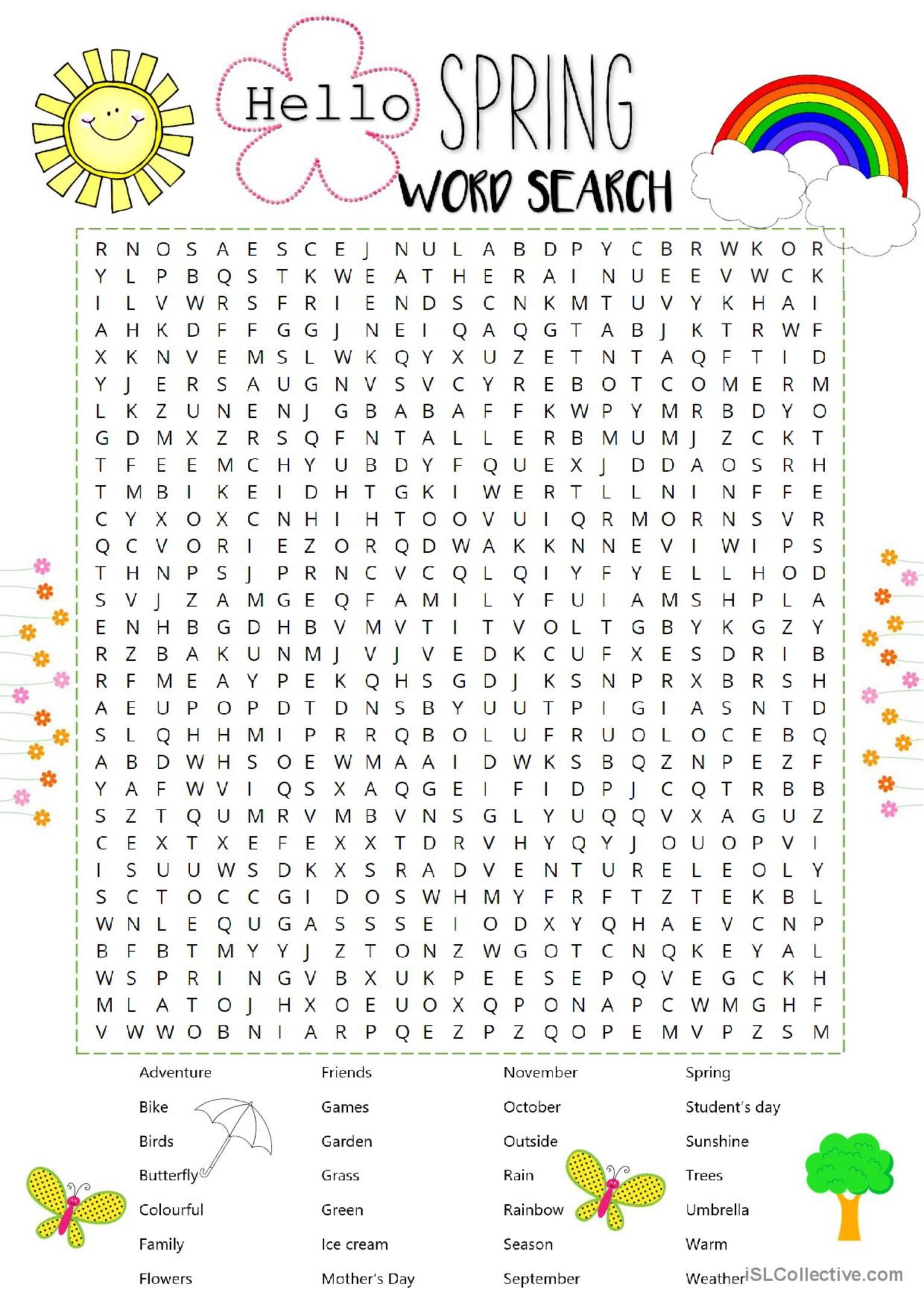Free Spring Word Search Printable Word Search Maker