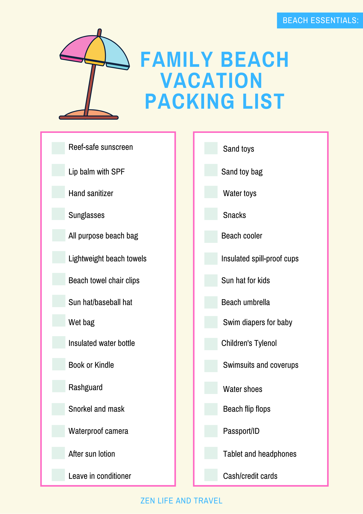Free Vacation Packing List Printable Free Printable Vacation Packing