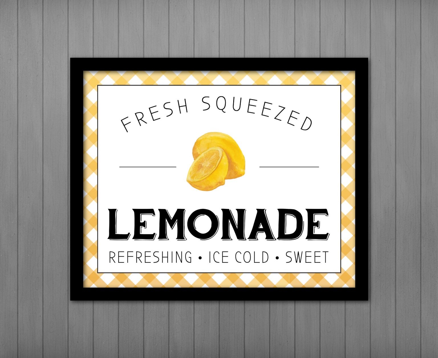 Fresh Squeezed Lemonade Sign PRINTABLE Summer Decor Printables By 