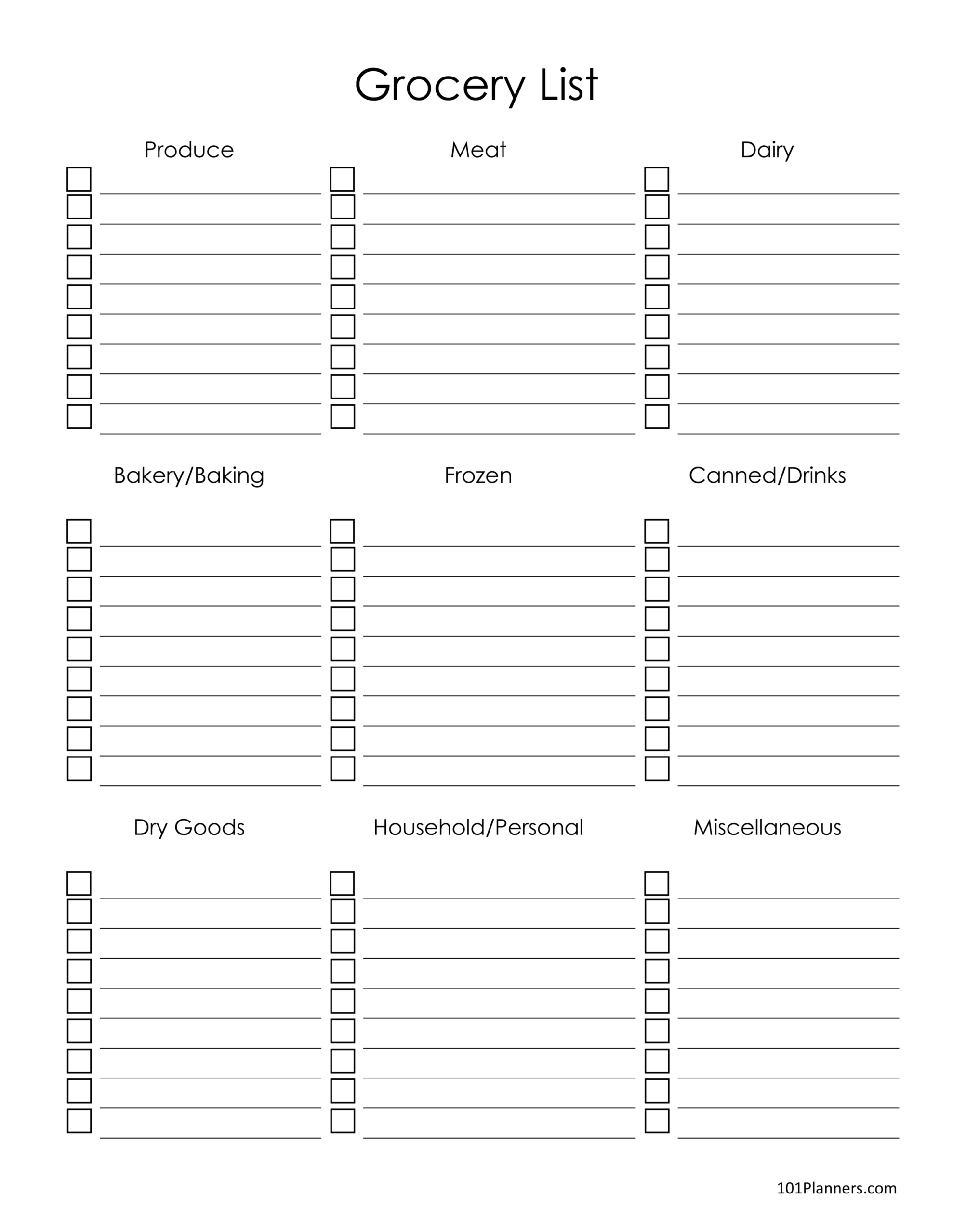 Grocery List Forms Printable Printable Forms Free Online