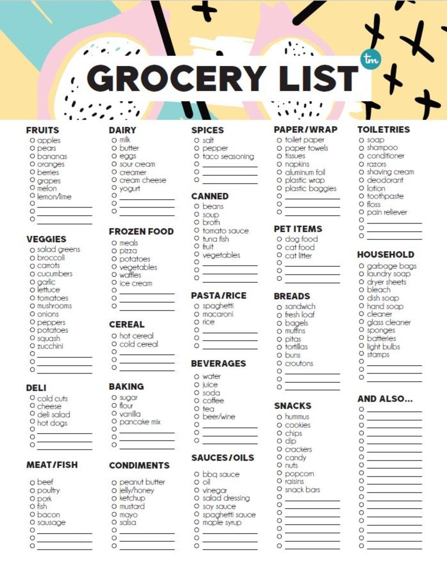 Grocery Lists Printable Printable Free Templates