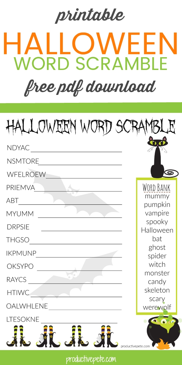 Halloween Word Scramble Printable