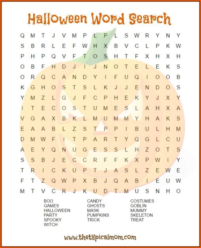 Halloween Word Search Printable The Typical Mom