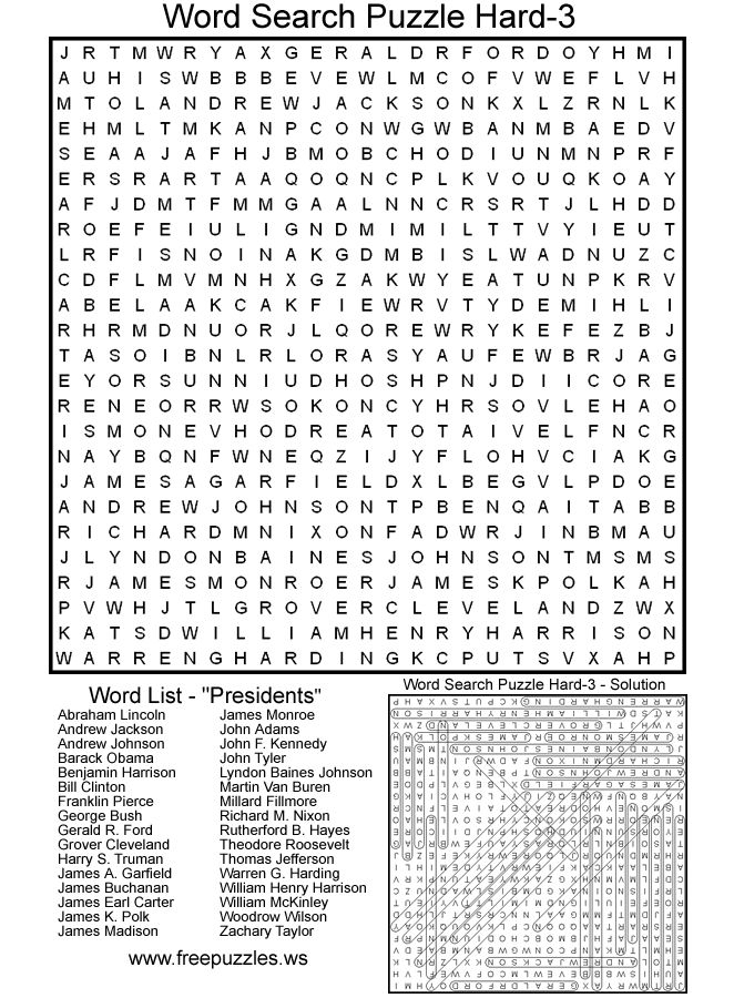 Hard Printable Word Search Puzzles For Adults Word Search Maker
