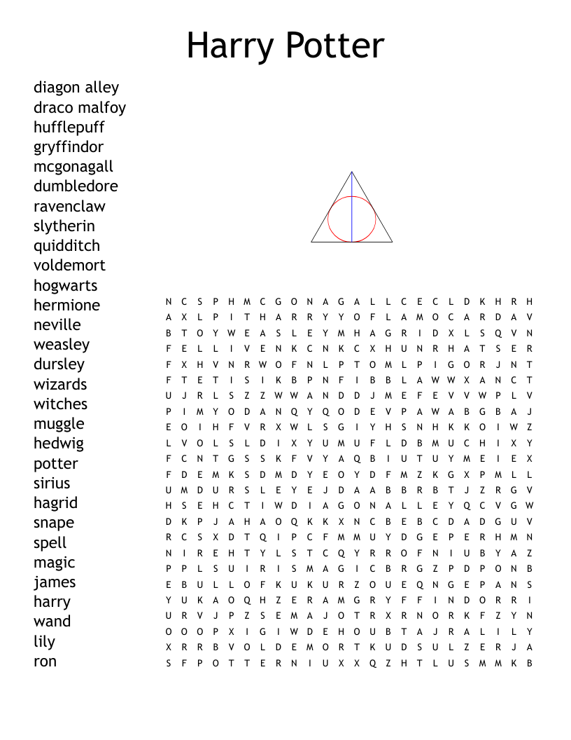 Harry Potter Word Search Free Printable Word Search Maker