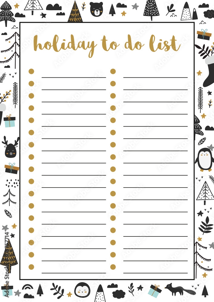 Holiday To Do List Planner A4 Format Printable Page Christmas 