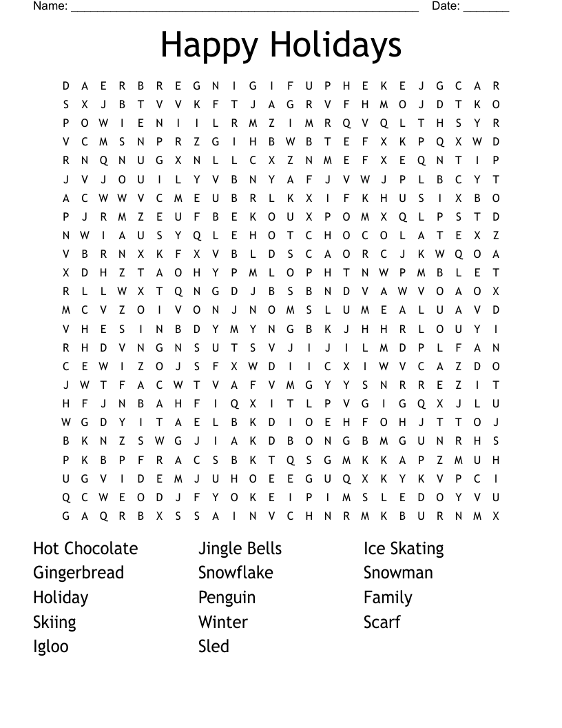 Holiday Word Search Printable Free Word Search Maker