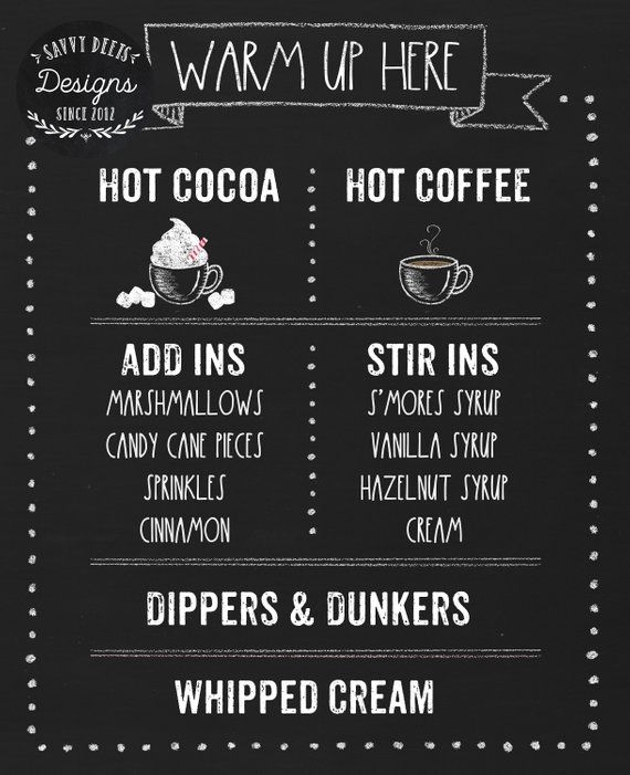 Hot Cocoa Bar Sign Printable Coffee Bar Sign Printable Hot Etsy Hot 