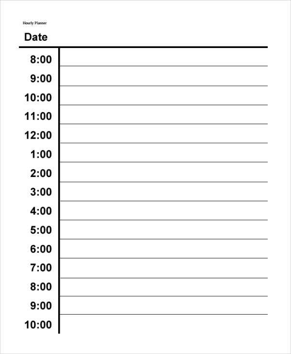 Hourly Daily Planner Printable Printable Calendar