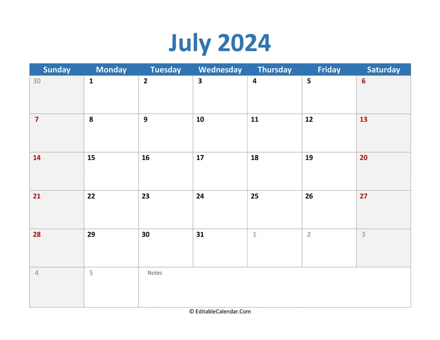 July 2024 Calendar Printable Monthly Rodie Wilona