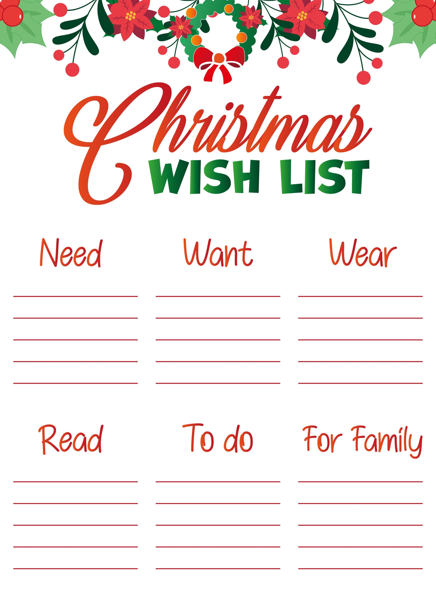 Kids Christmas Wish List 12 Free PDF Printables Printablee