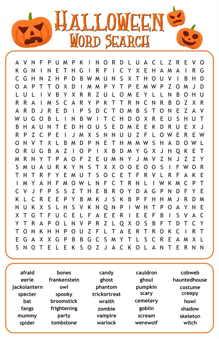 Kids Halloween Word Search 15 Free PDF Printables Printablee
