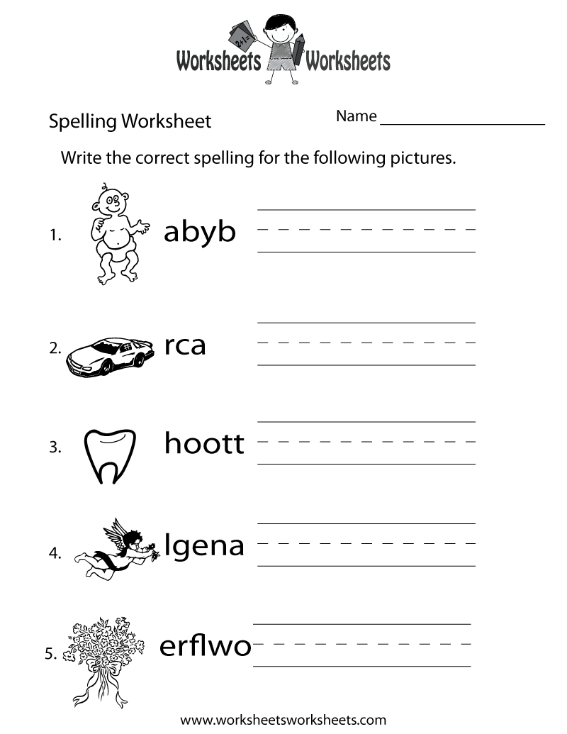 Kindergarten Printable Spelling Worksheet Spelling Spelling Free 