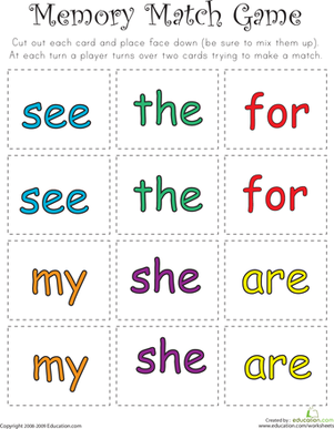 Kindergarten Sight Word Games Printable Kindergarten