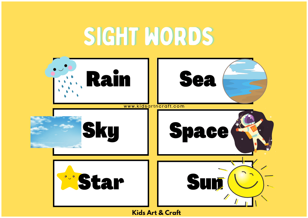 Kindergarten Sight Words Flashcards