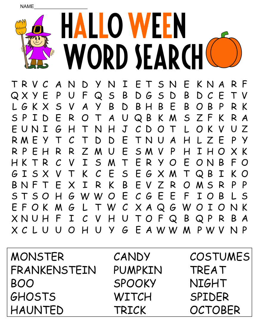 Large Print Halloween Word Search Printable Word Search Maker