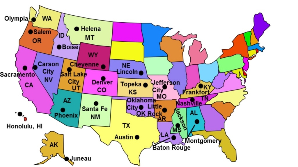 List Of State Capitals Printable