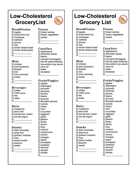 Low Cholesterol Food List Printable Pdf