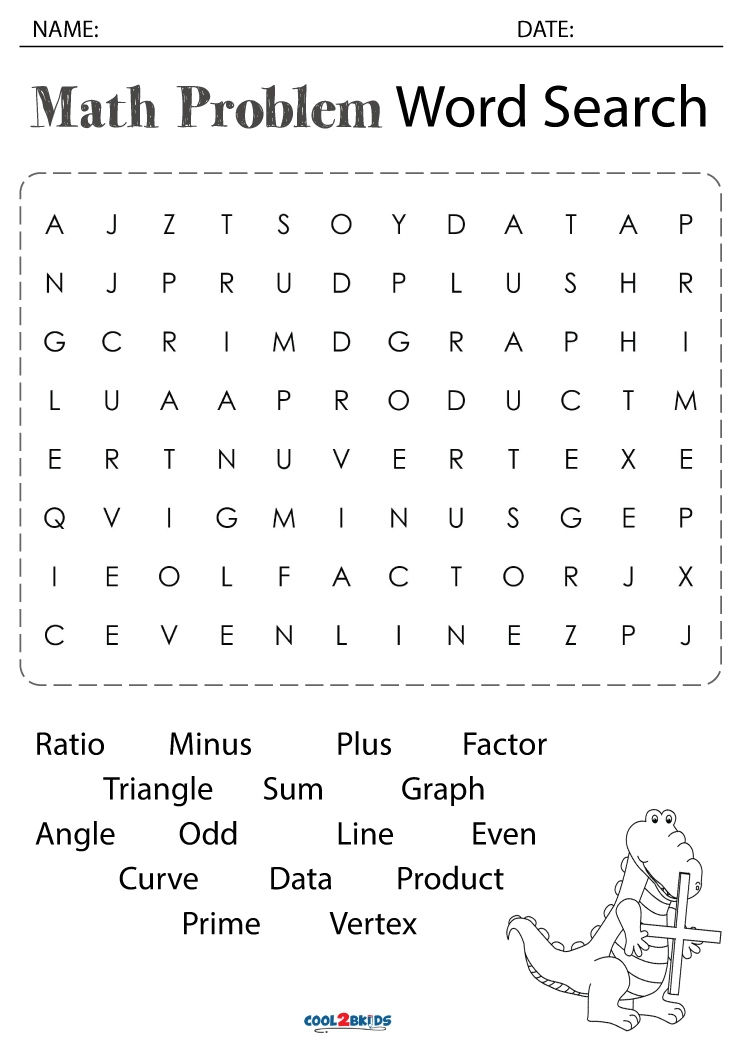 Math Word Search Printable