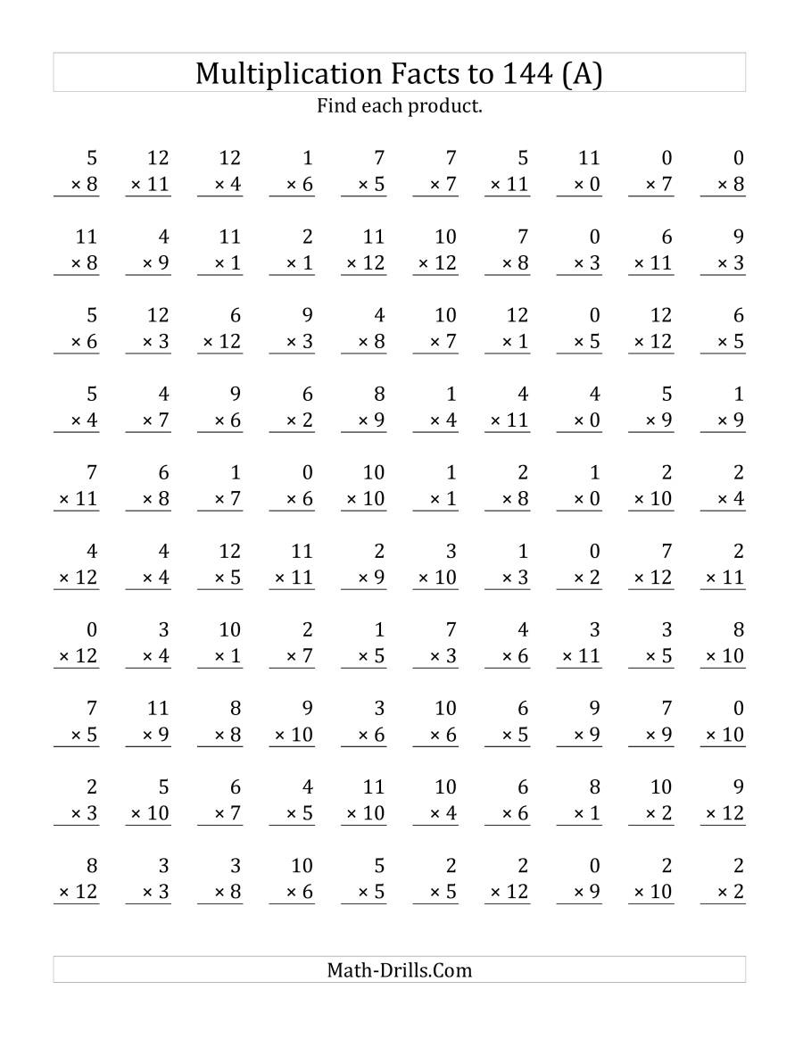 Multiplication Drill Worksheets Multiplication Worksheets