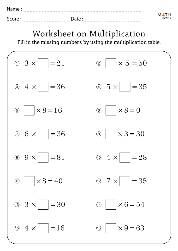 Multiplication Worksheets Grade 3 With Answer Key
