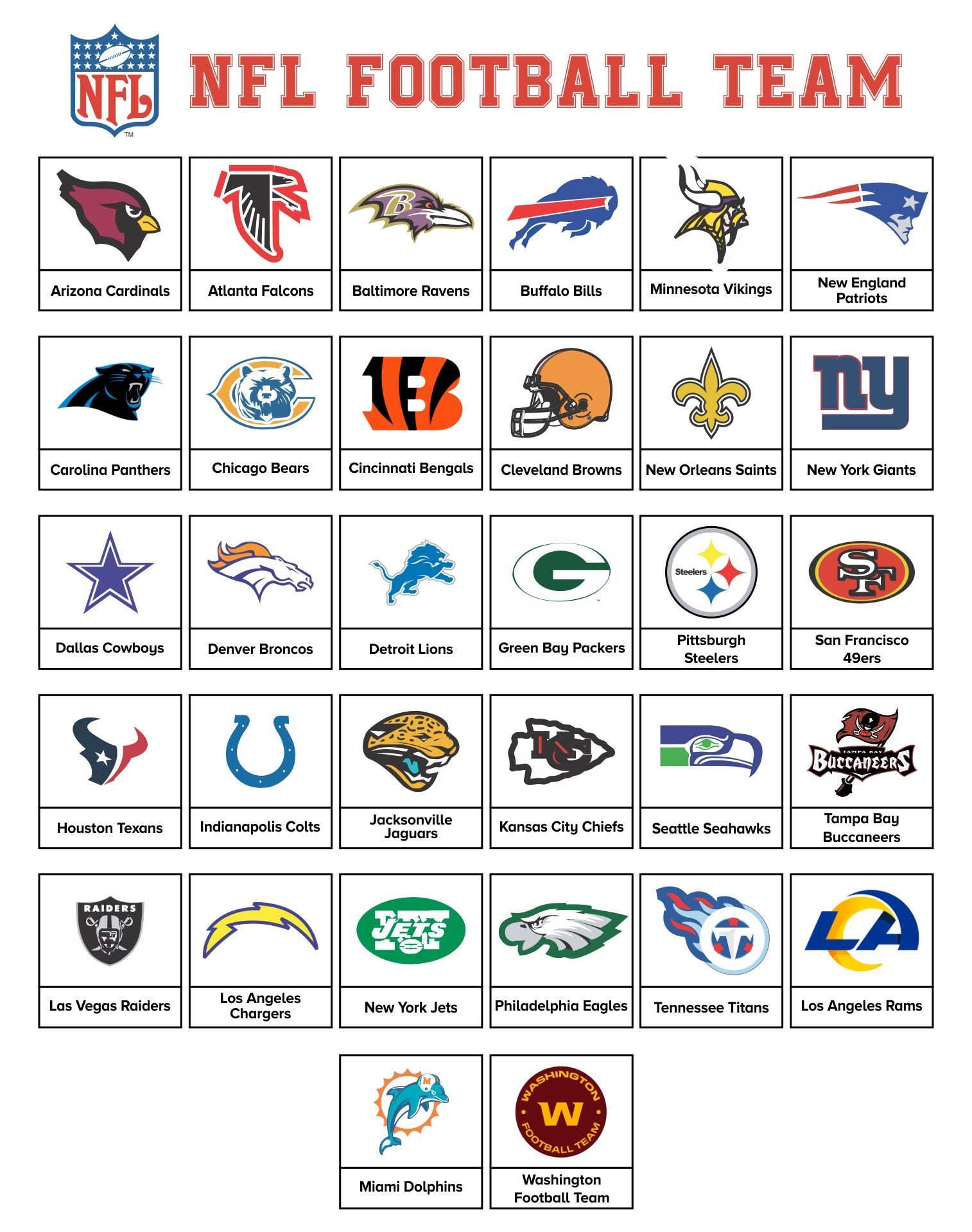 NFL Football Logos 10 Free PDF Printables Printablee Worksheets 