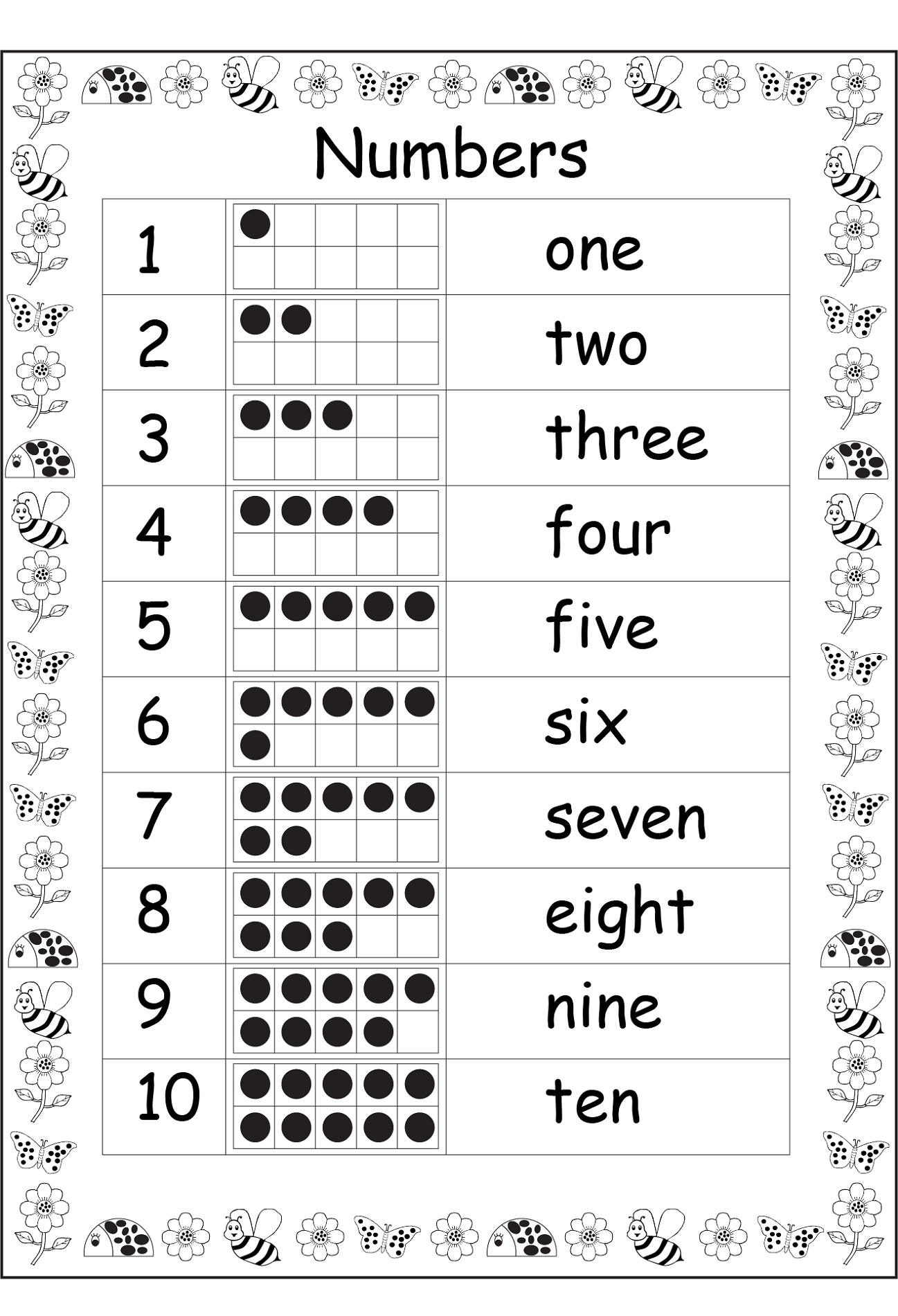 Number Words Chart Printable Printable Word Searches