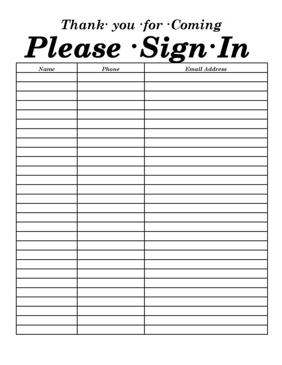Open House Sign In Sheet Printable House Sign In Sheet Pdf 48 OFF