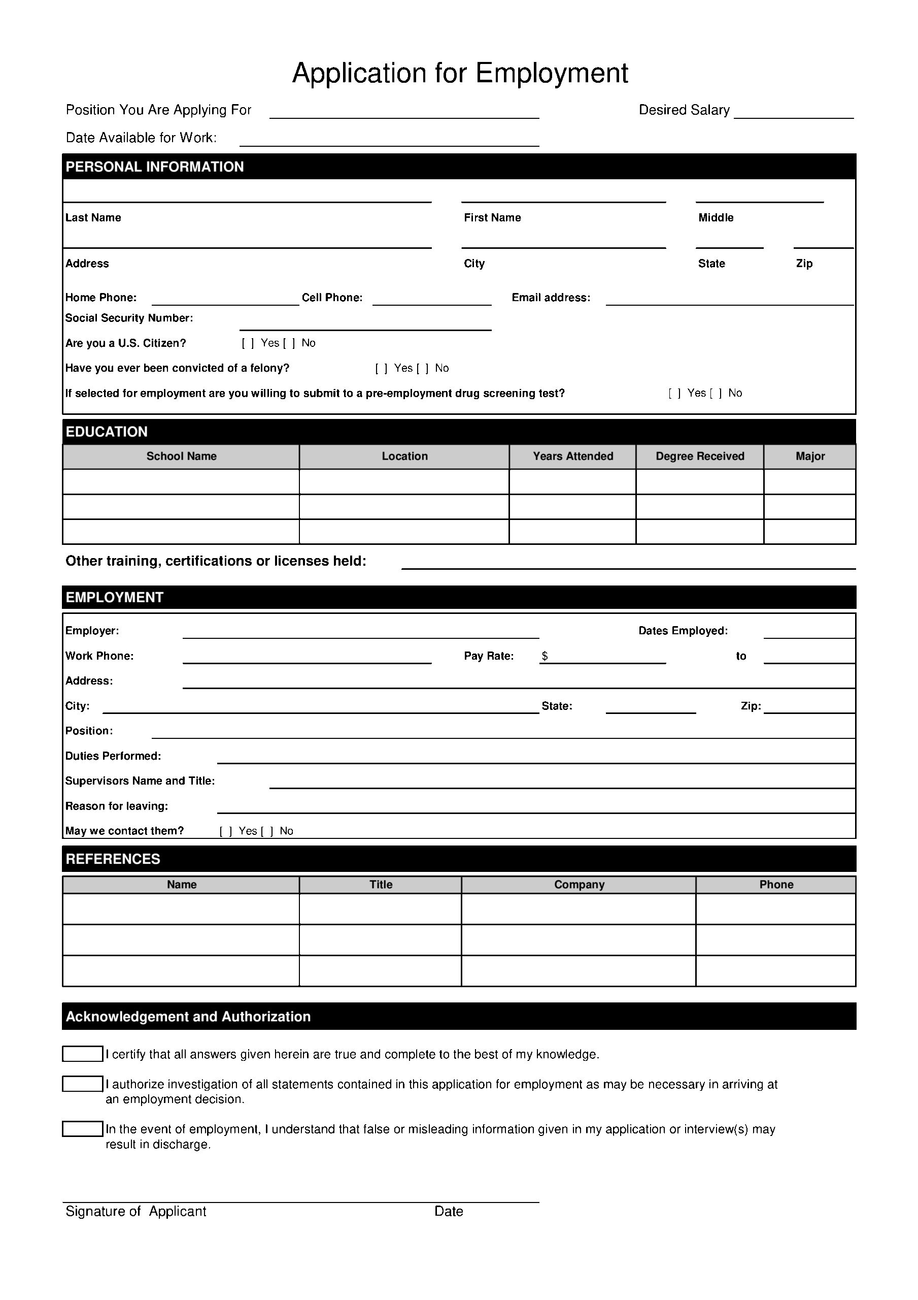 Pdf Printable Blank Job Application Form Word Document Printable 