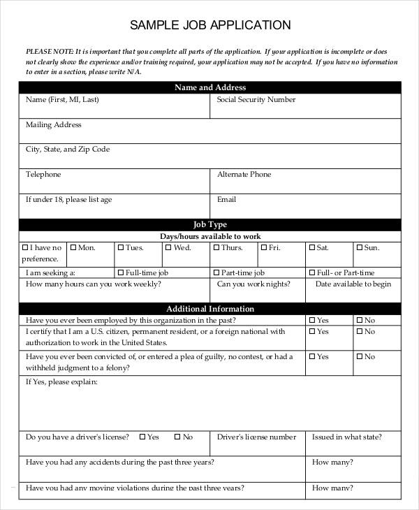 Pdf Printable Blank Job Application Form Word Document Printable 