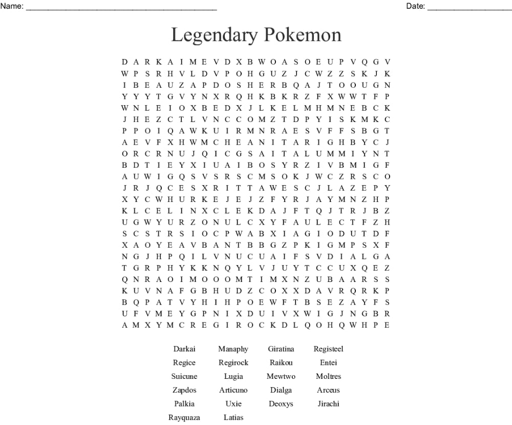 Pokemon Word Search Puzzles Printable Word Search Maker