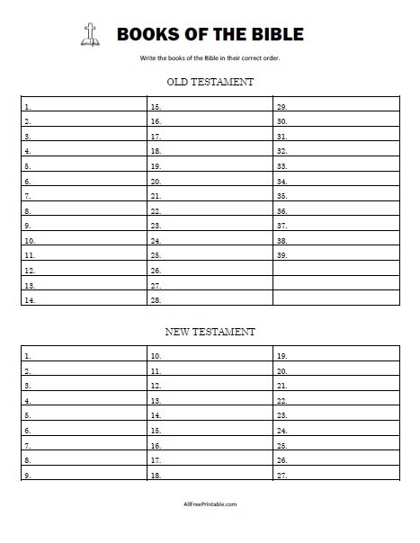 Print Bible Books List 2 Free Printable